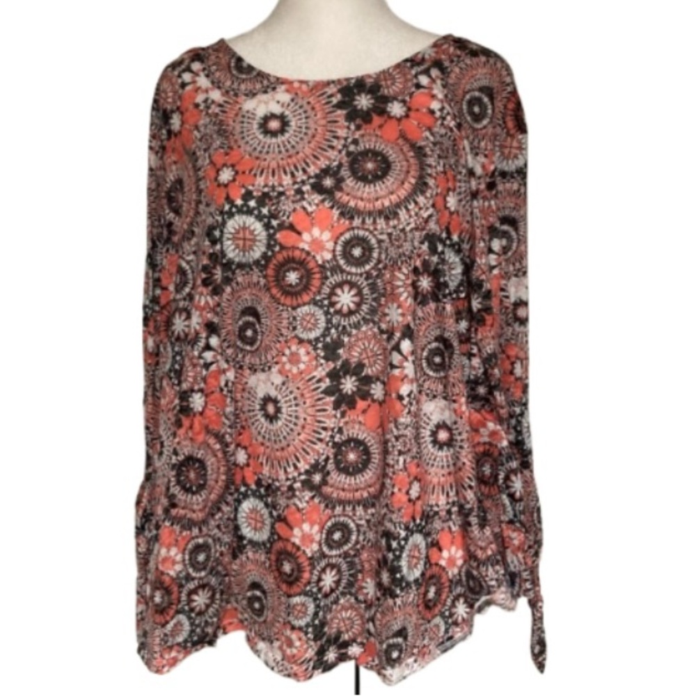 EUC Ruby Rd Multicolor Semi-sheer Blouse Plus Size 3X